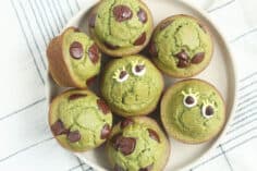 healthy halloween snacks of spinach muffins on plate.