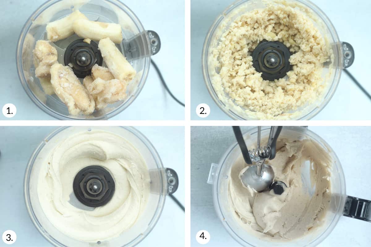 how to make banana ice cream in grid of four.