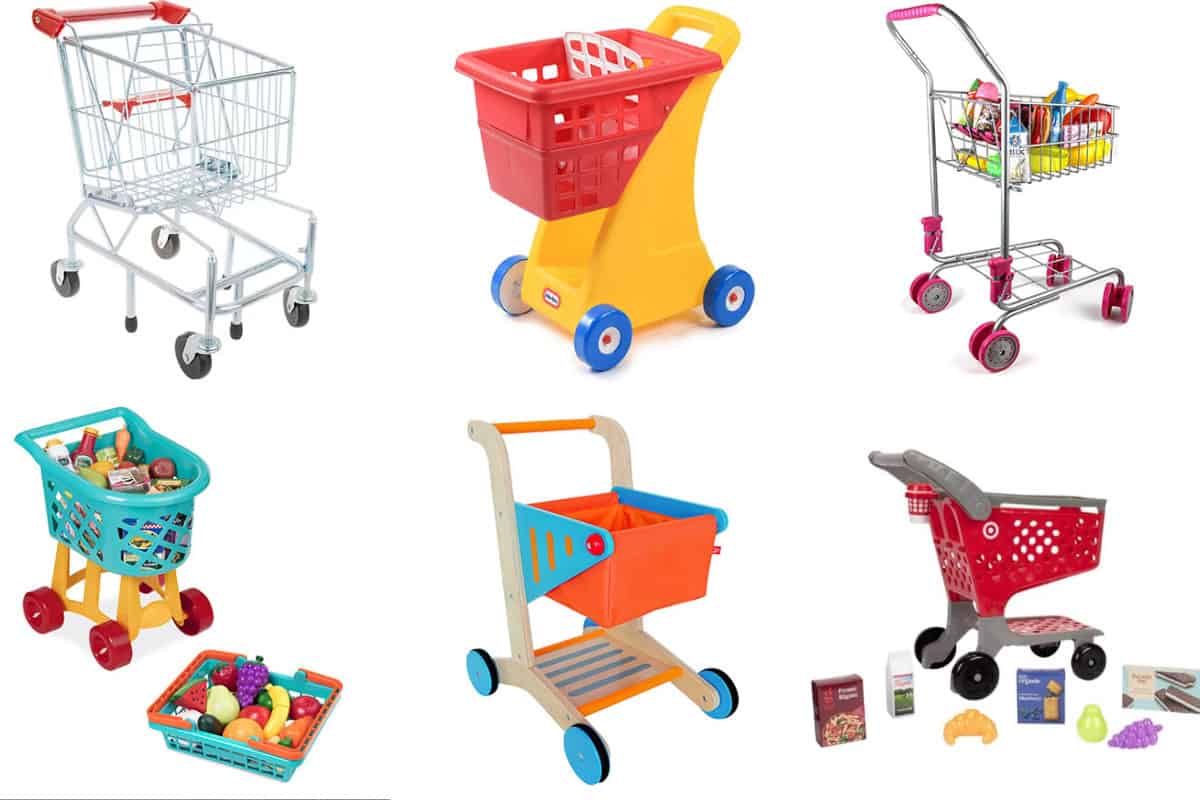 toddler shopping carts in grid of 6.