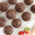 chocolate muffins on wire rack.