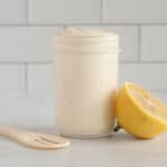 homemade caesar dressing in jar.