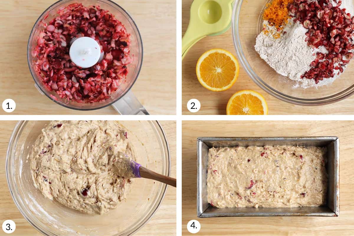 how to make cranberry orange bread step by step.