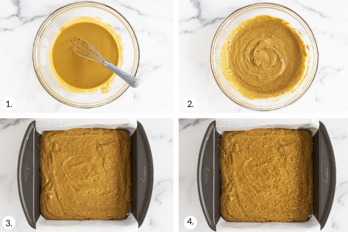 how to make gingerbread cake in grid of 4 images.