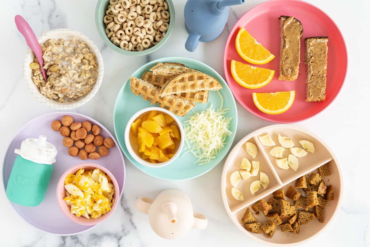 Baby breakfast ideas on countertop. 