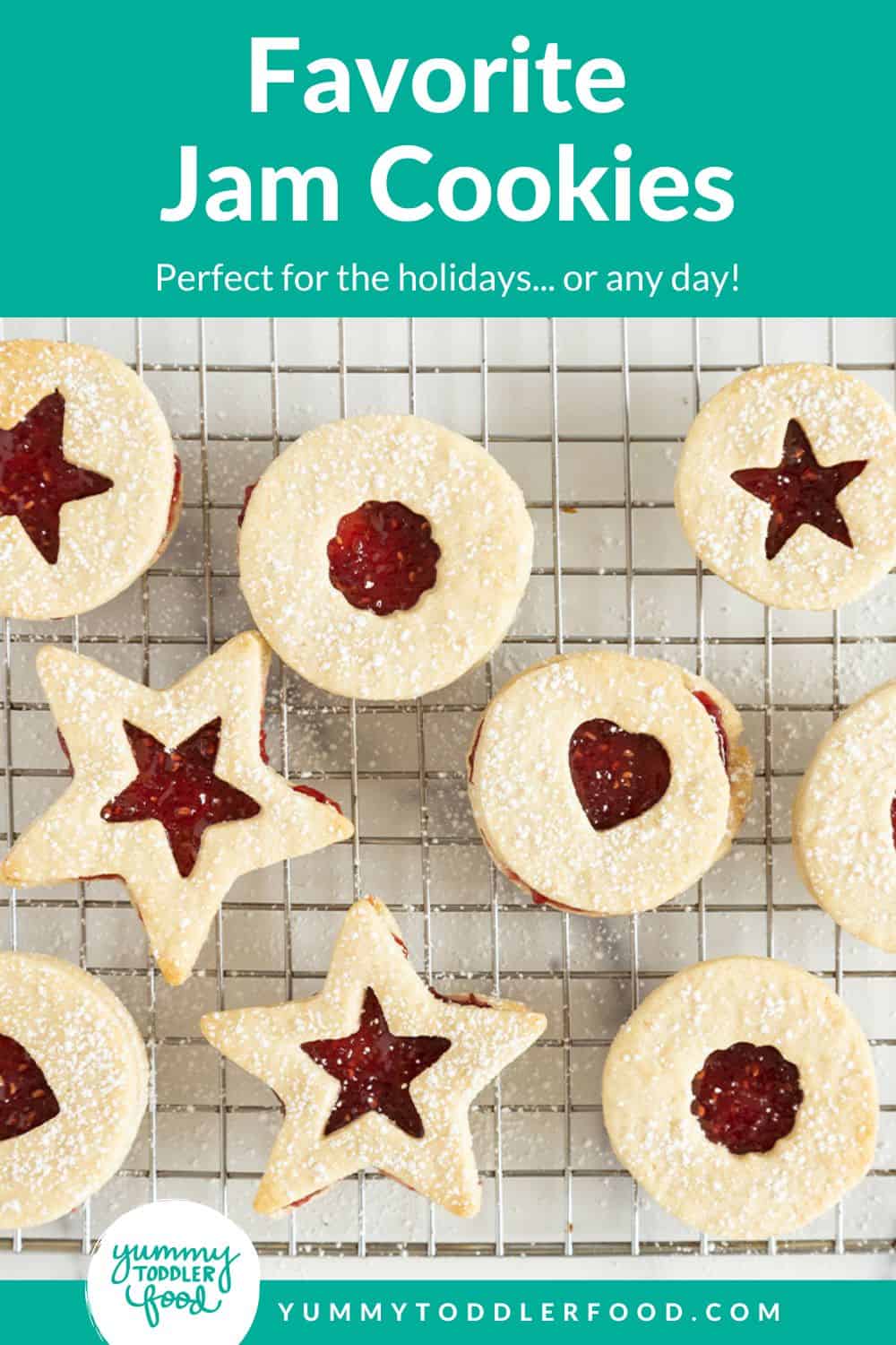 how to make jam cookies in grid of 4 images.