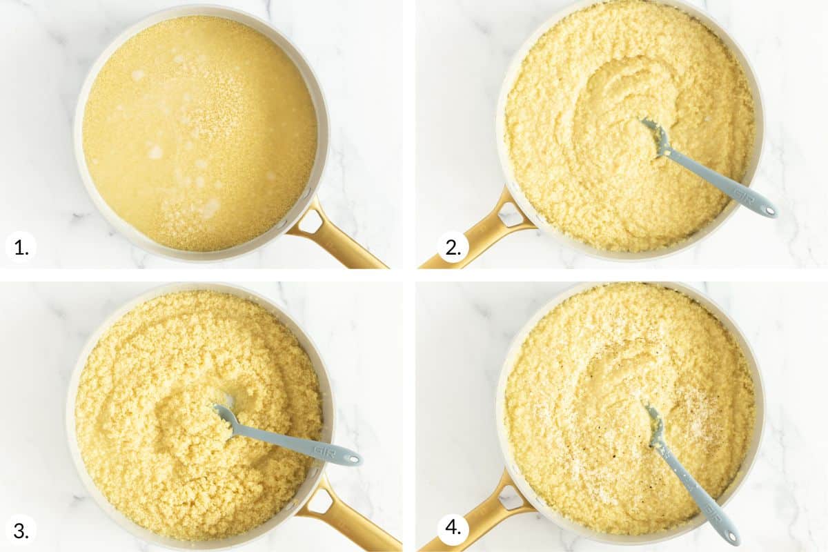 how to make pastina pasta in grid of 4 images.