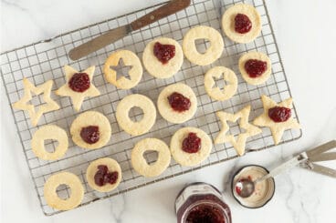 jam cookies on counter.