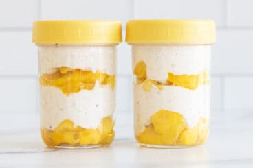 overnight oats with greek yogurt in jars