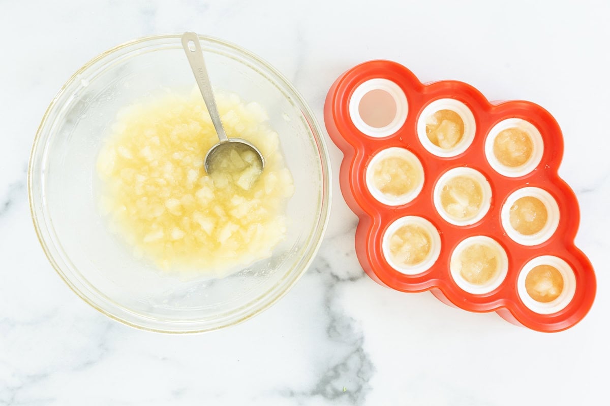 Pear pops being made with red form.