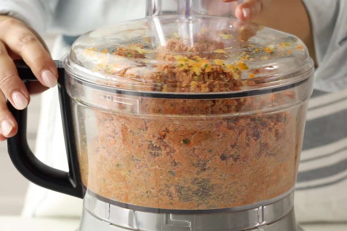 batter for healthy meatballs in food processor.