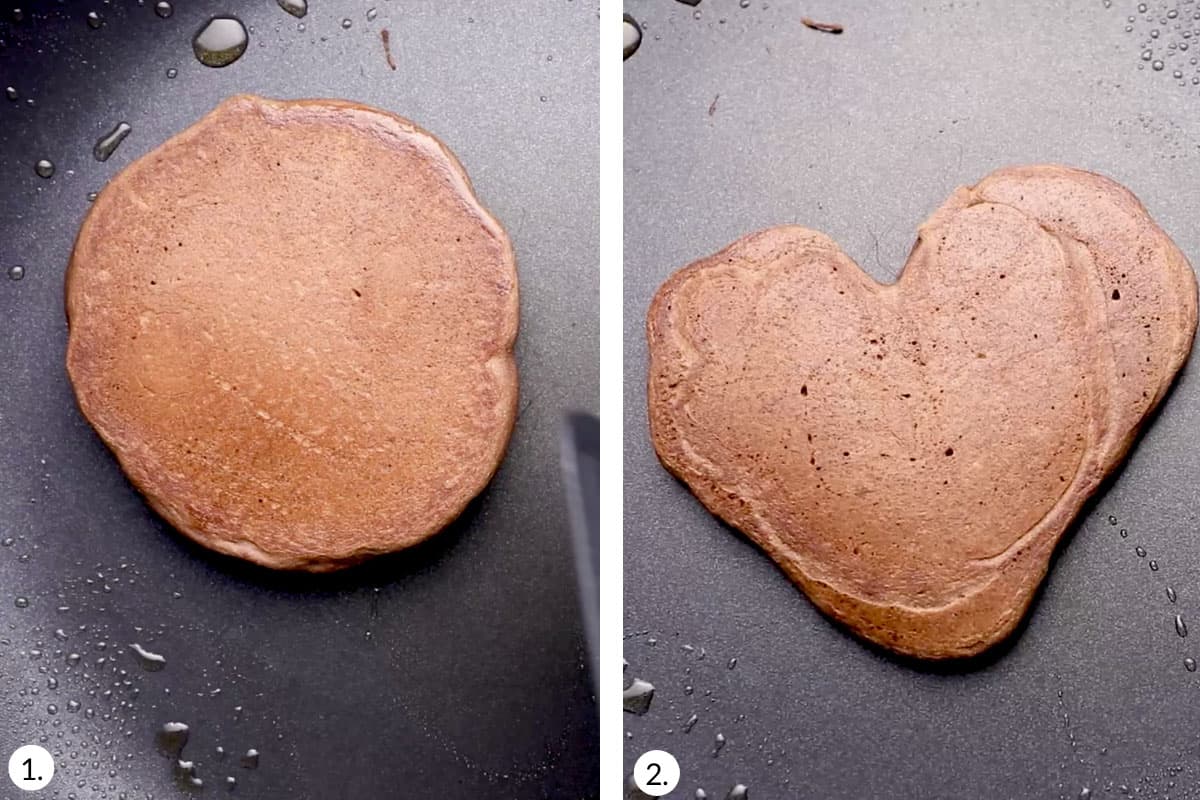 how to make chocolate pancakes steps 5 and 6.