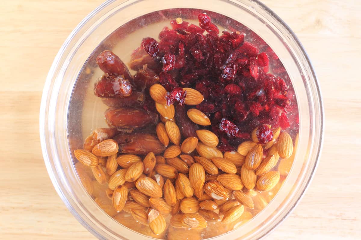 soaking fruit and nuts for energy bites