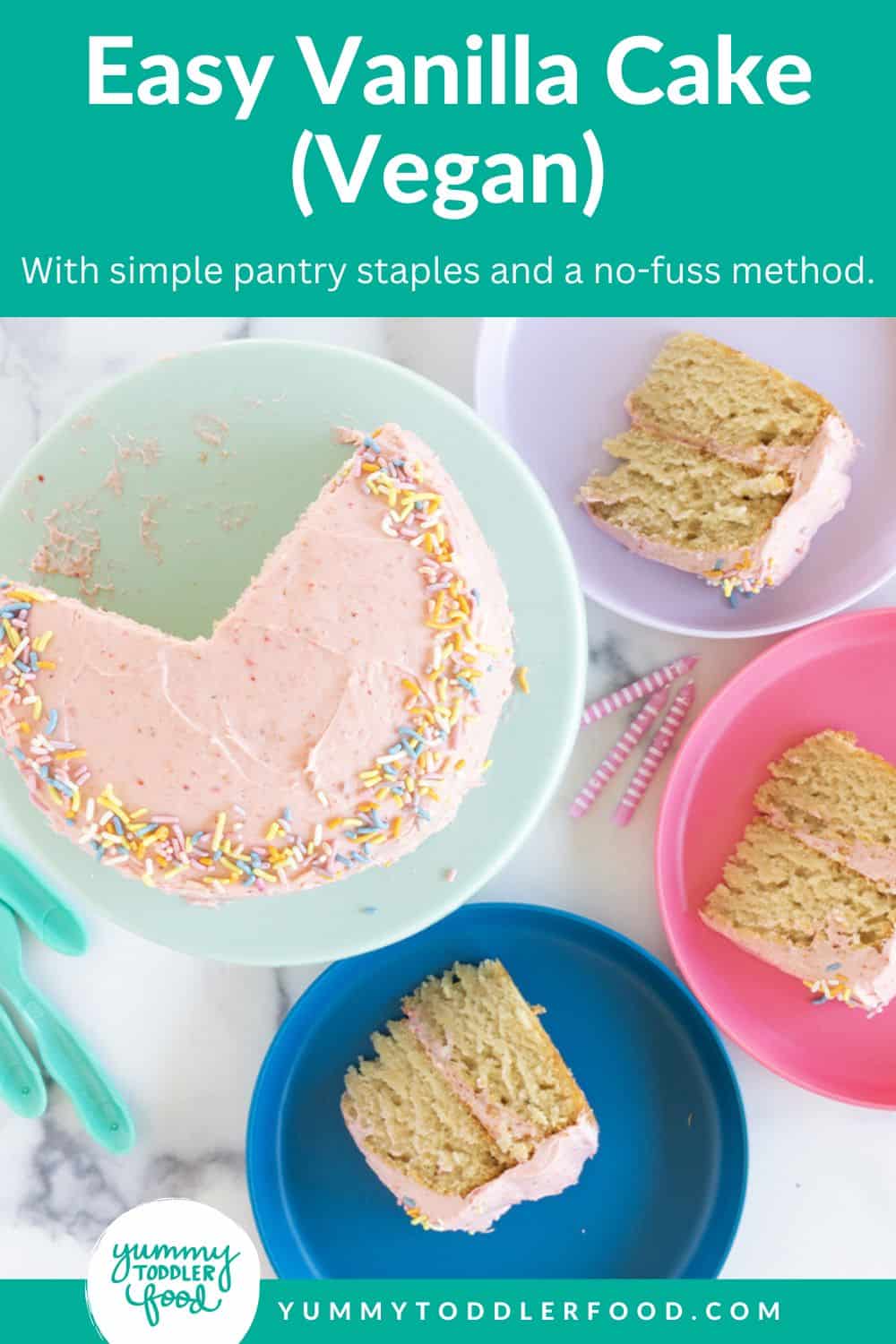 how to make easy vanilla cake in grid of 4 images.