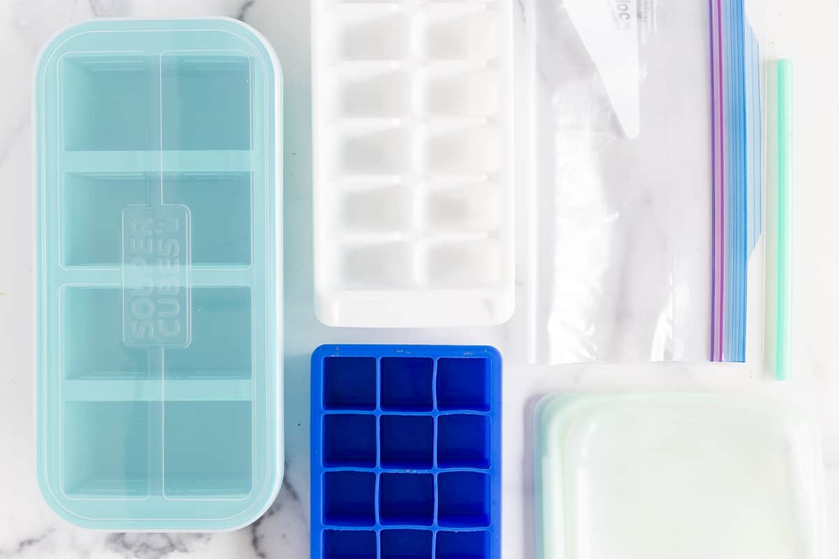 freezer containers on countertop.