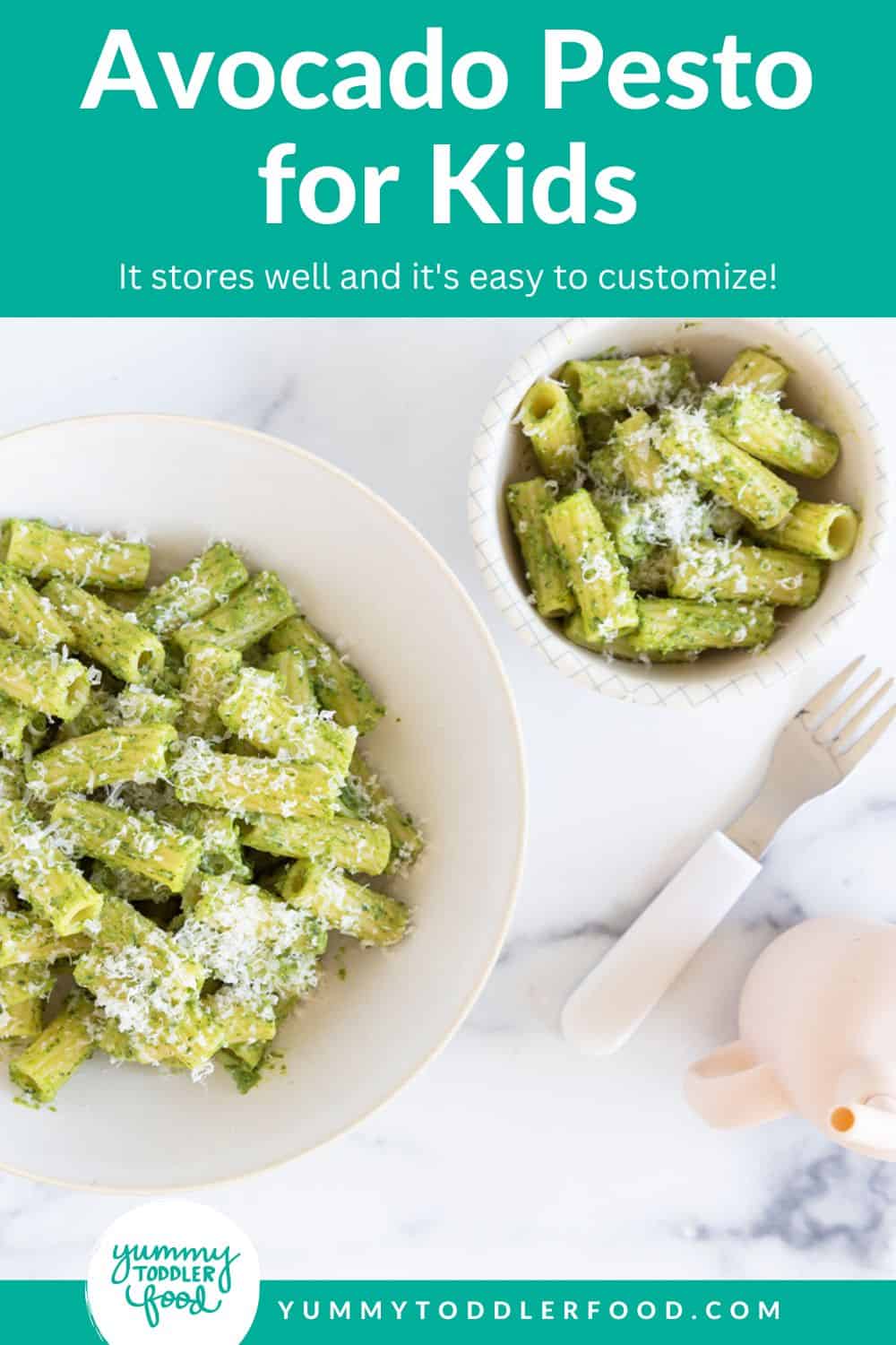 how to make avocado pesto in grid of 4 images.