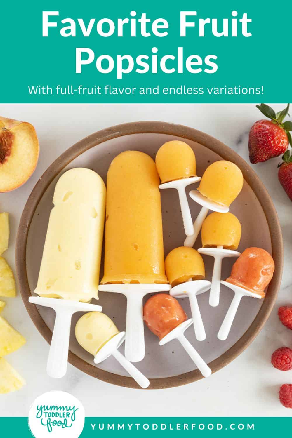 Fruit popsicles on grey plate.