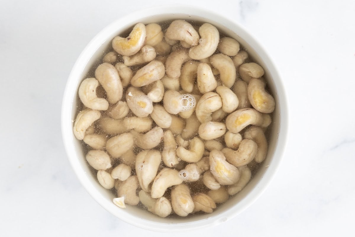 Cashews soaking in water for bliss balls. 