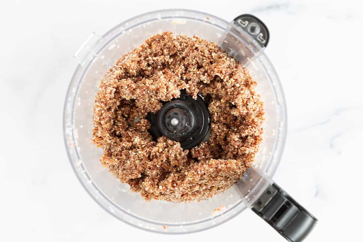Bliss ball batter in food processor.