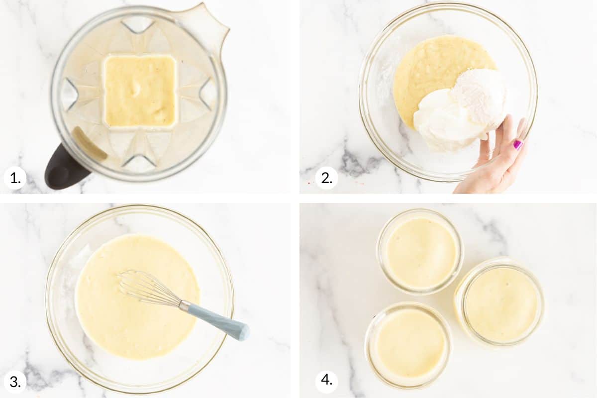 how to make banana pudding in grid of images.