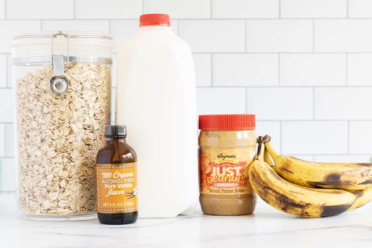 Ingredients for banana oatmeal bars.