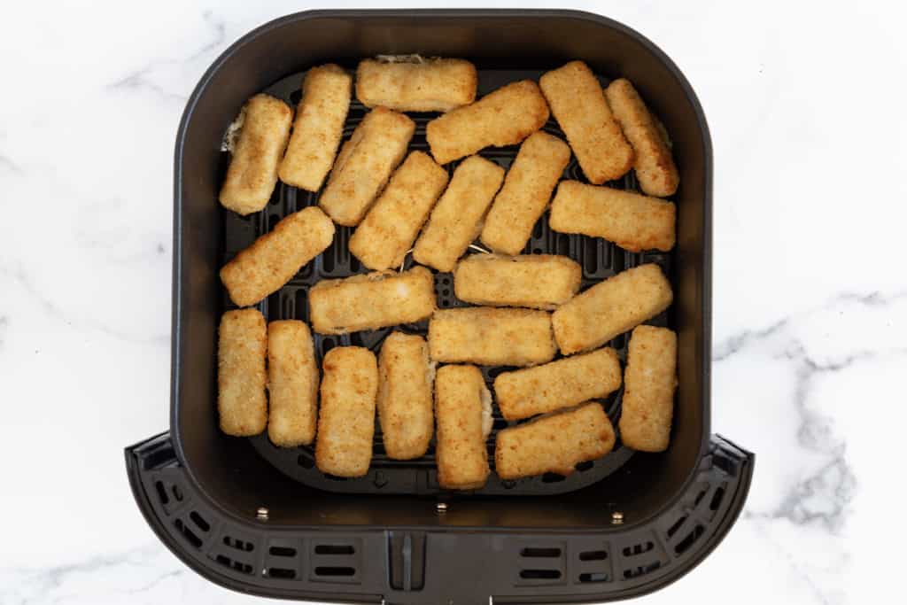 Fish sticks in air fryer for fish stick tacos.