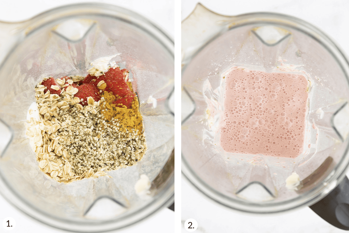 how to make blended overnight oats in grid of images.