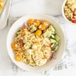 Orzo pasta salad in two bowls.