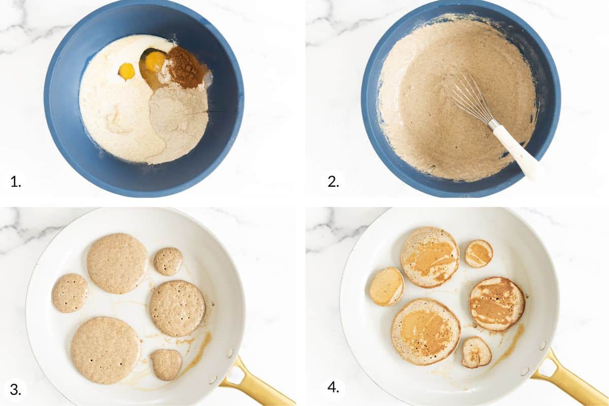 how to make buckwheat pancakes in grid of images.
