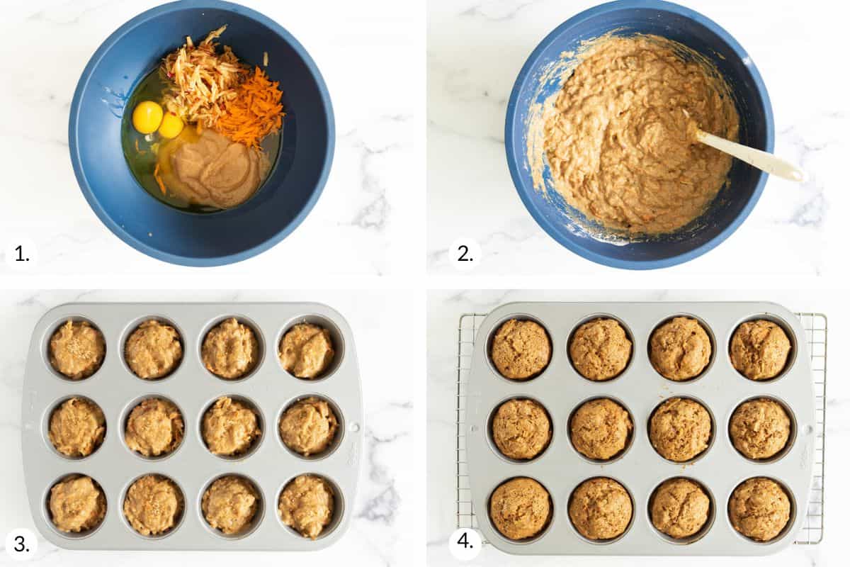 how to make Morning Glory Muffins in grid of images.