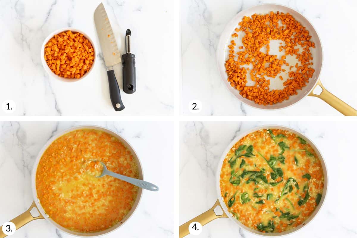how to make orzo soup in grid of images.
