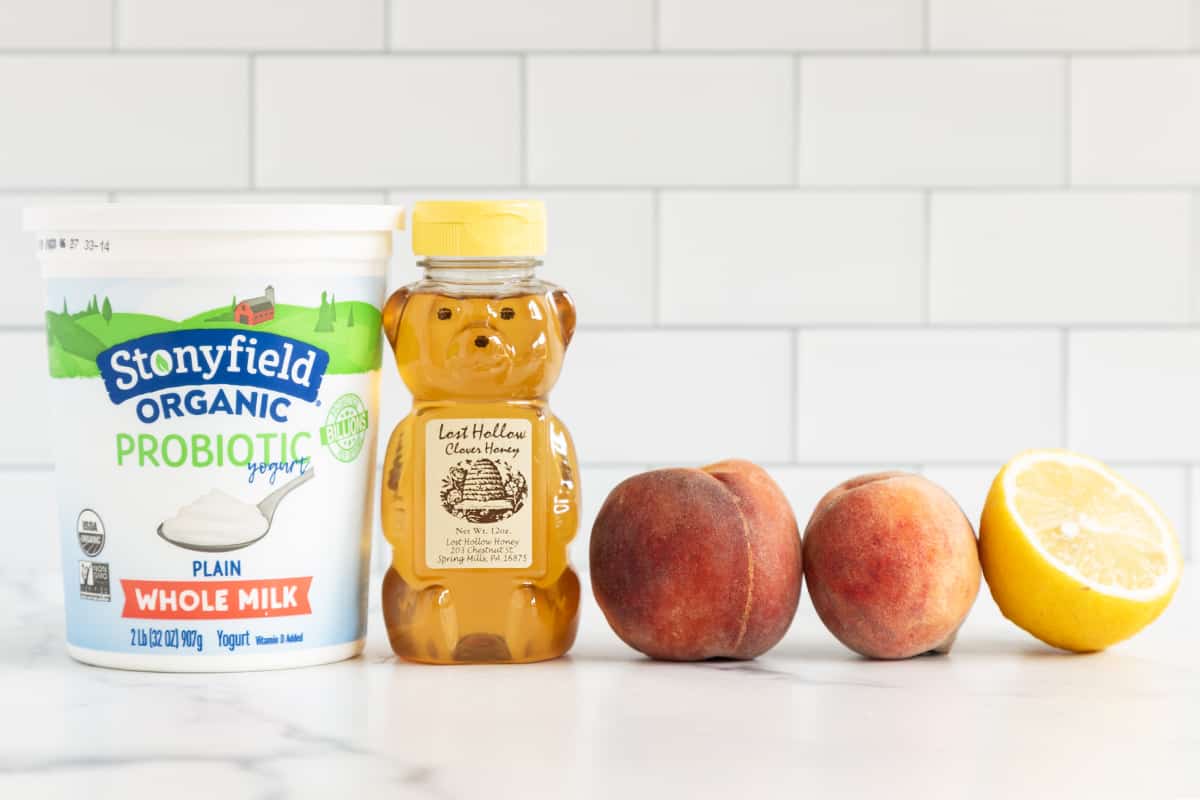 Ingredients for peach yogurt.