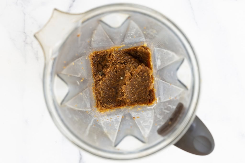 Making fig jam in a blender for fig bars.