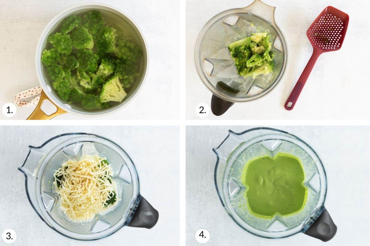 how to make broccoli pasta in grid of images. 