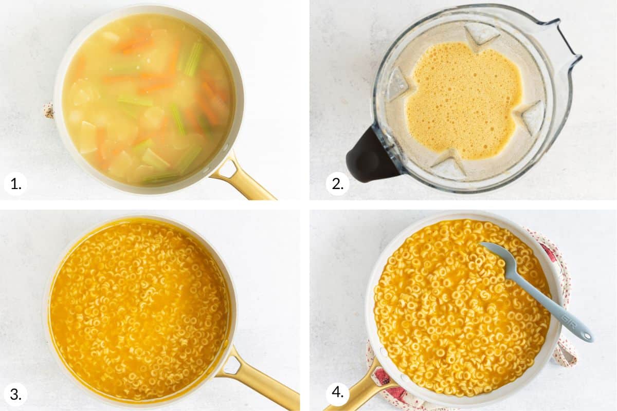 how to make pasta in broth in grid of images.
