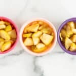 air fryer apples in three containers.