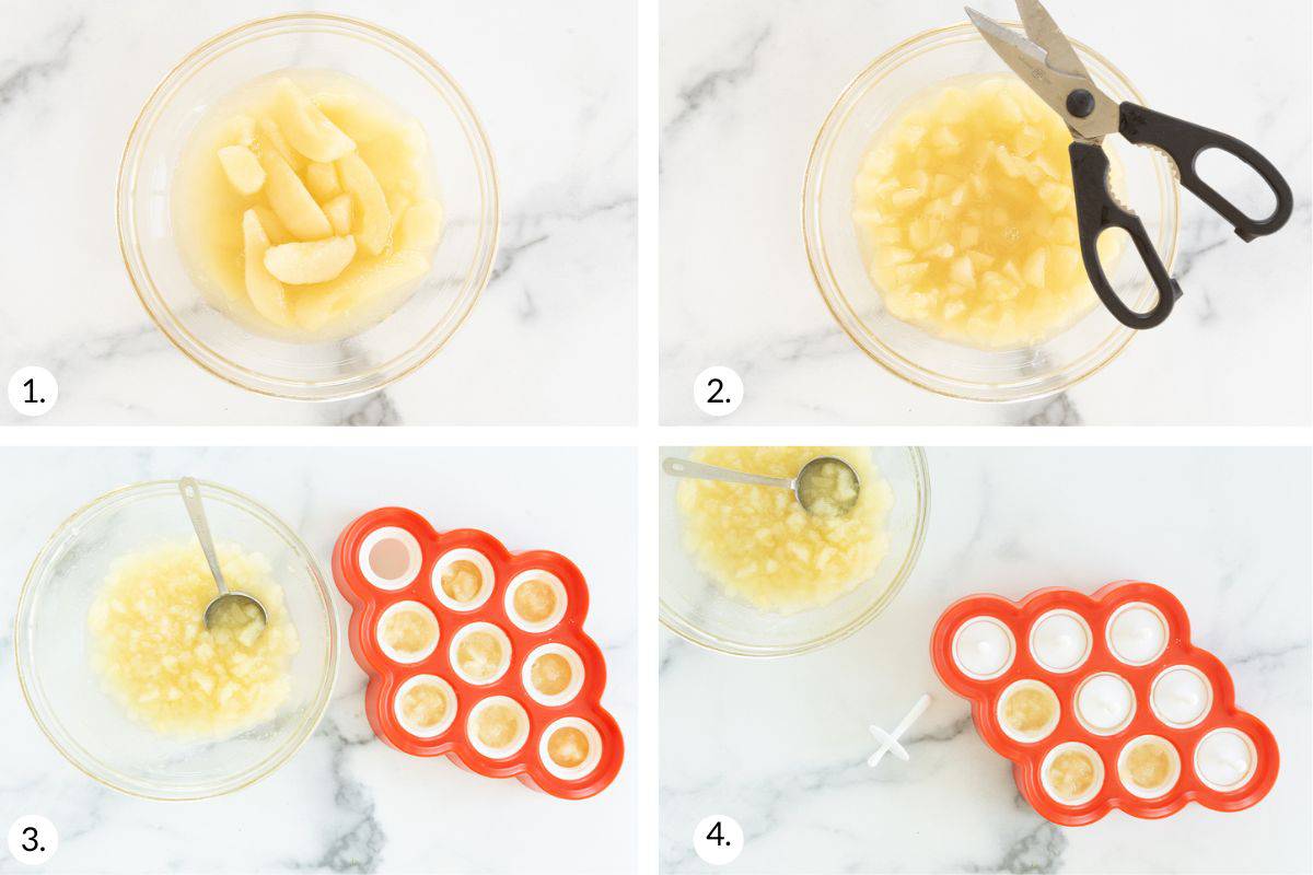how to make easy pear pops in grid of images.
