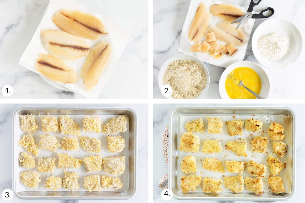 how to make fish nuggets in grid of images.