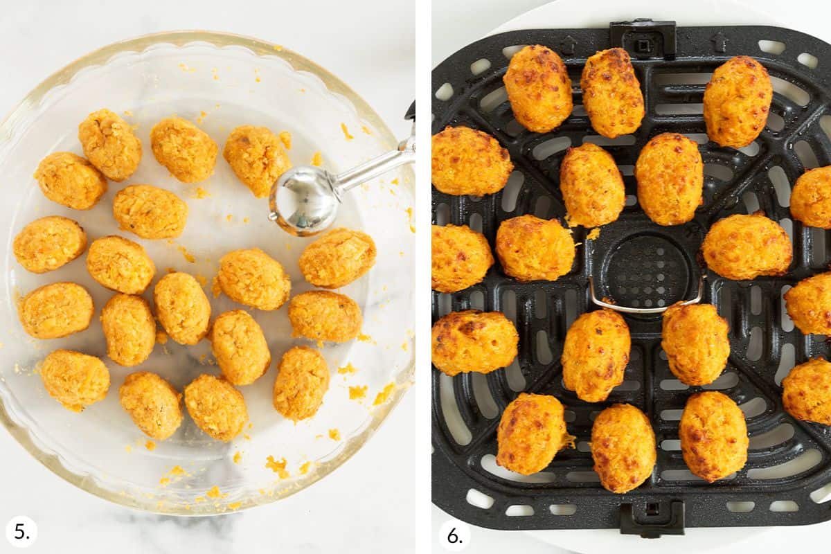 how to make sweet potato tots in grid of images.