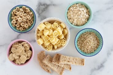 carbohydrate examples for kids on counter.