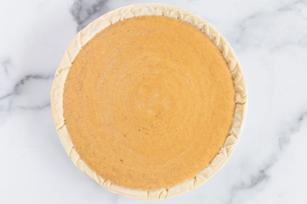 Pumpkin pie before baking.