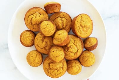 easy pumpkin muffins on plate.