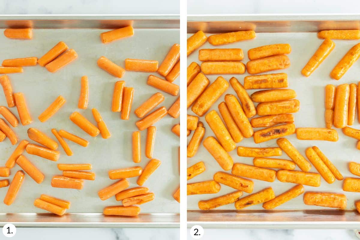 how to make roasted baby carrots in grid of images.