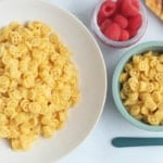 sweet potato mac and cheese in bowls.