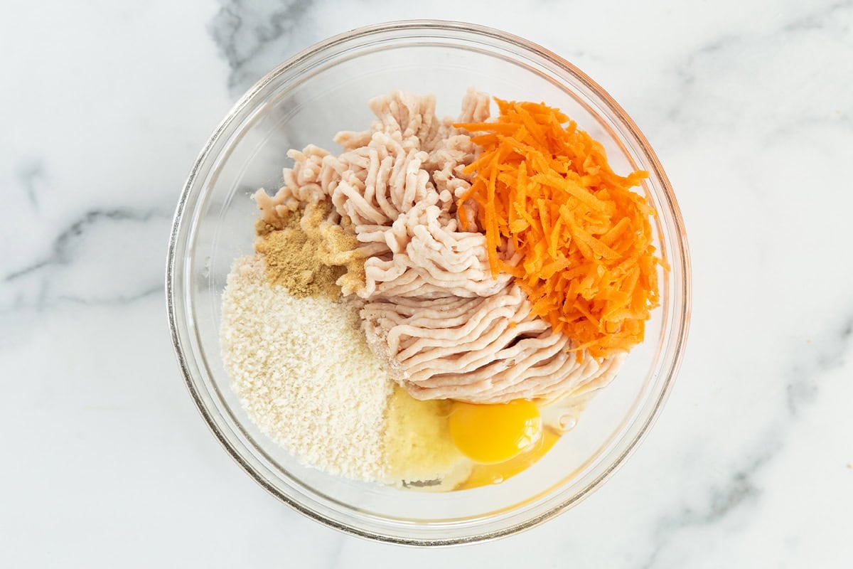 batter for teriyaki chicken meatballs in bowl.