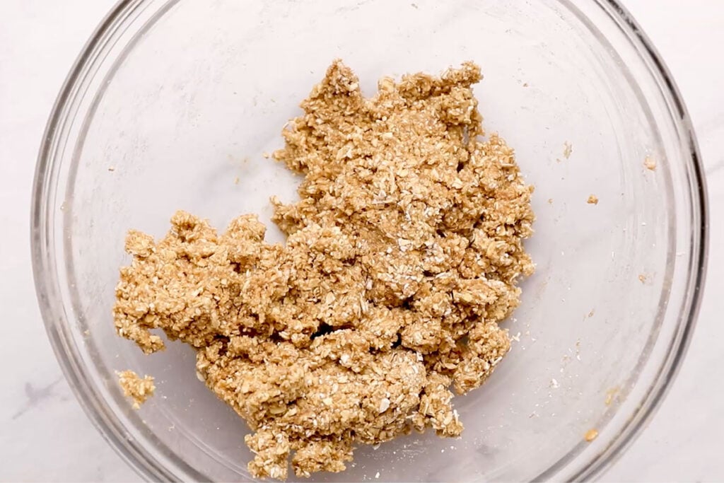 batter for breakfast bars in glass bowl.