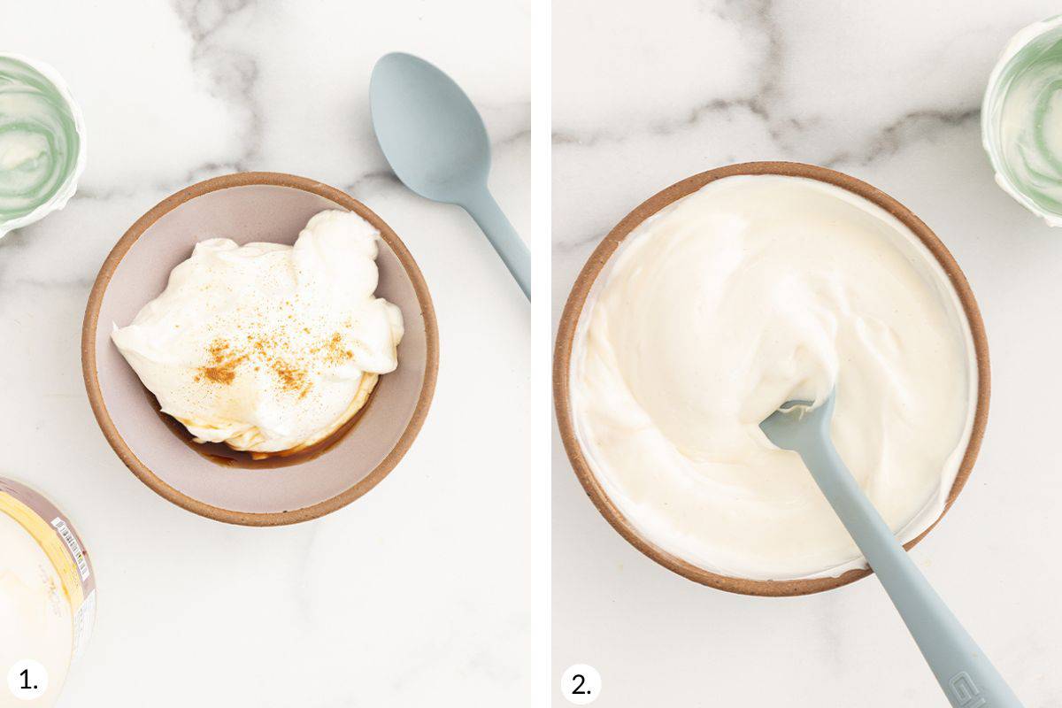how to make vanilla yogurt in grid of images.