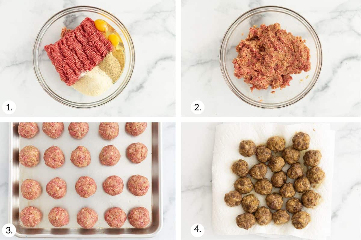 steps to make sausage meatballs.