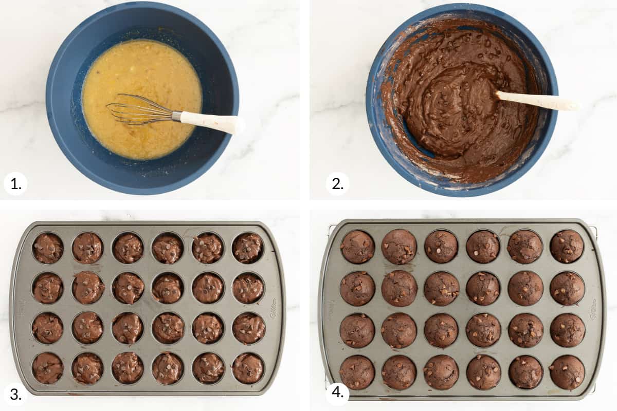 how to make chocolate banana muffins in grid.