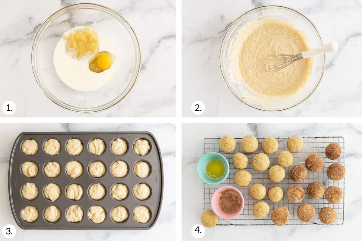 how to make donut muffins in grid of images.
