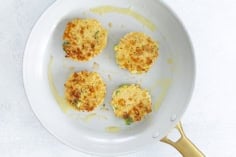 quinoa patties in pan.